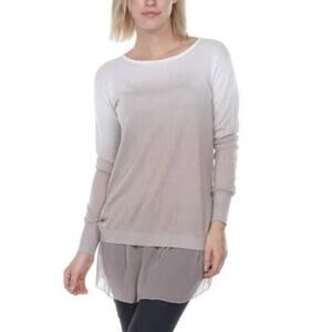 My Tribe | S | Ombre Tie Dye Long Faux Layered Long Sweater Tunic in Tan